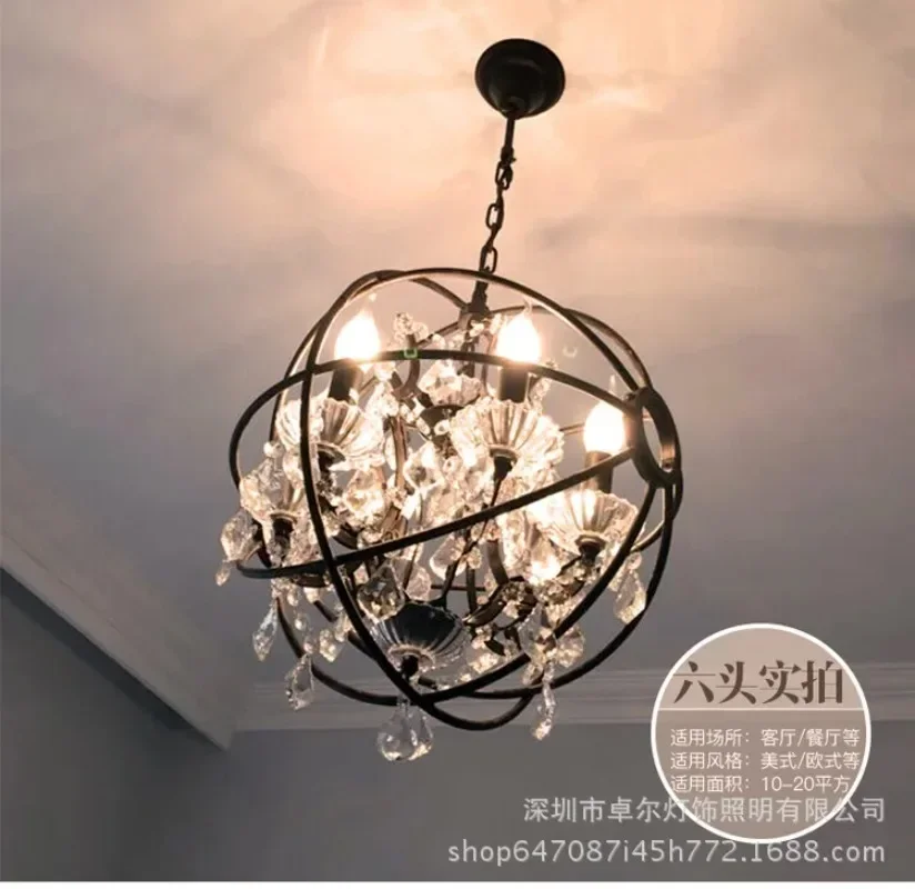 Vintage Rustic Chandelier Mid Century Modern Lighting Loft Retro Black Led Crystal Chandelier Church Restaurant Lighting