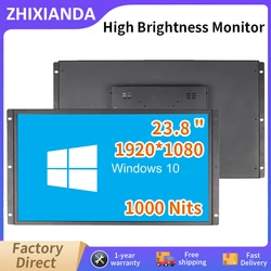 23.8 Inch 1000 Nits Industrial Open Frame Monitor 1920*1080 IPS Screen HDMI DVI VGA BNC Display With Resistive/Capacitive Touch
