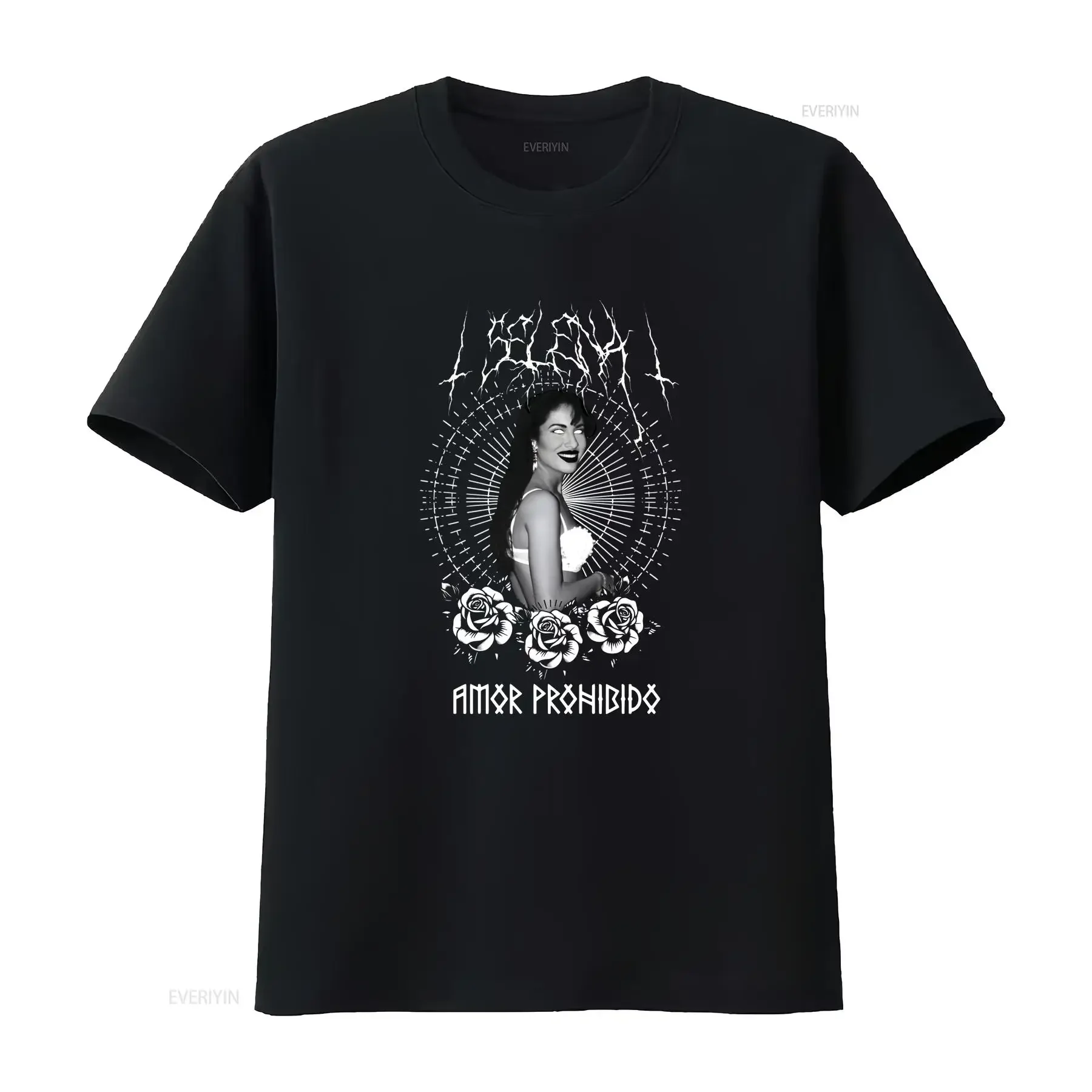 Selena Amor Prohibido T Shirt Death Metal  vintage Washed Breathable graphic fashion Stylish Unisex Versatile Stretched Casual
