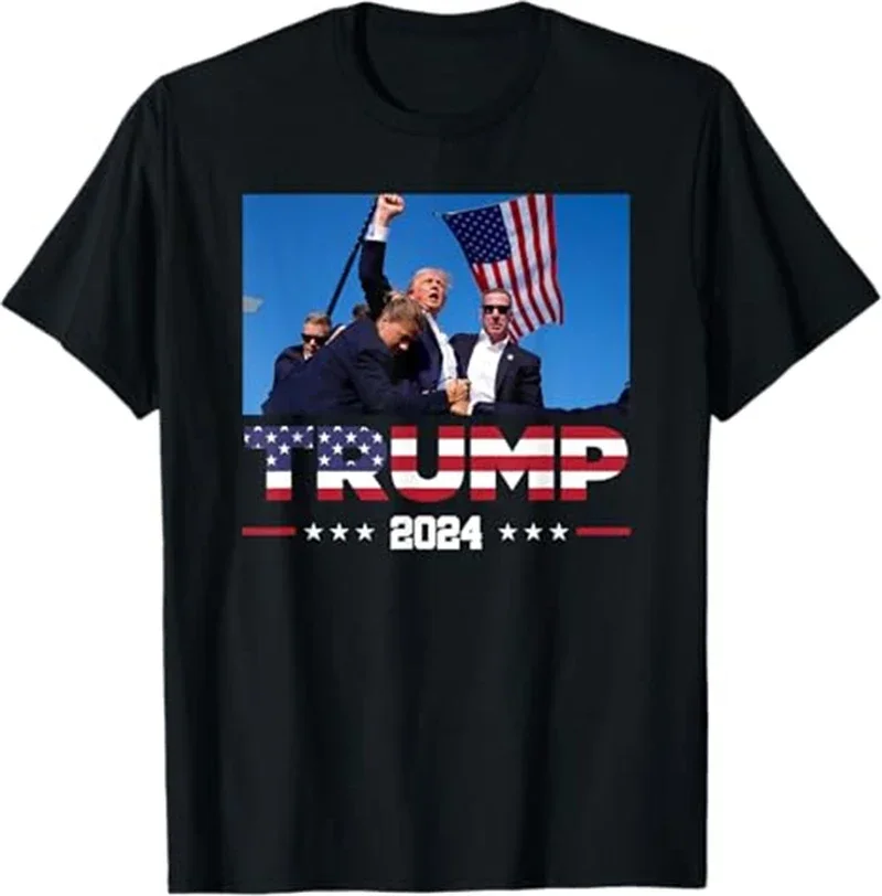 Camiseta con estampado de lucha de Trump, camisetas de manga corta para hombres y mujeres, camisetas gráficas de asesino de Trump, camiseta Unisex divertida 2024