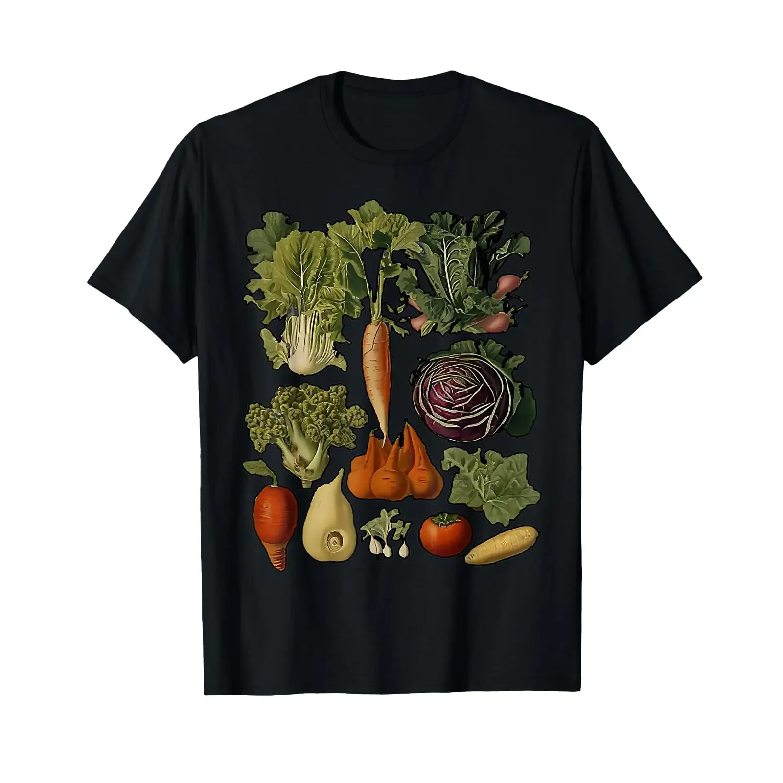 Cottagecore Vintage Vegetables Art Veggie Vegan Gardening T Shirt vintage Washed fashion Breathable Versatile Casual