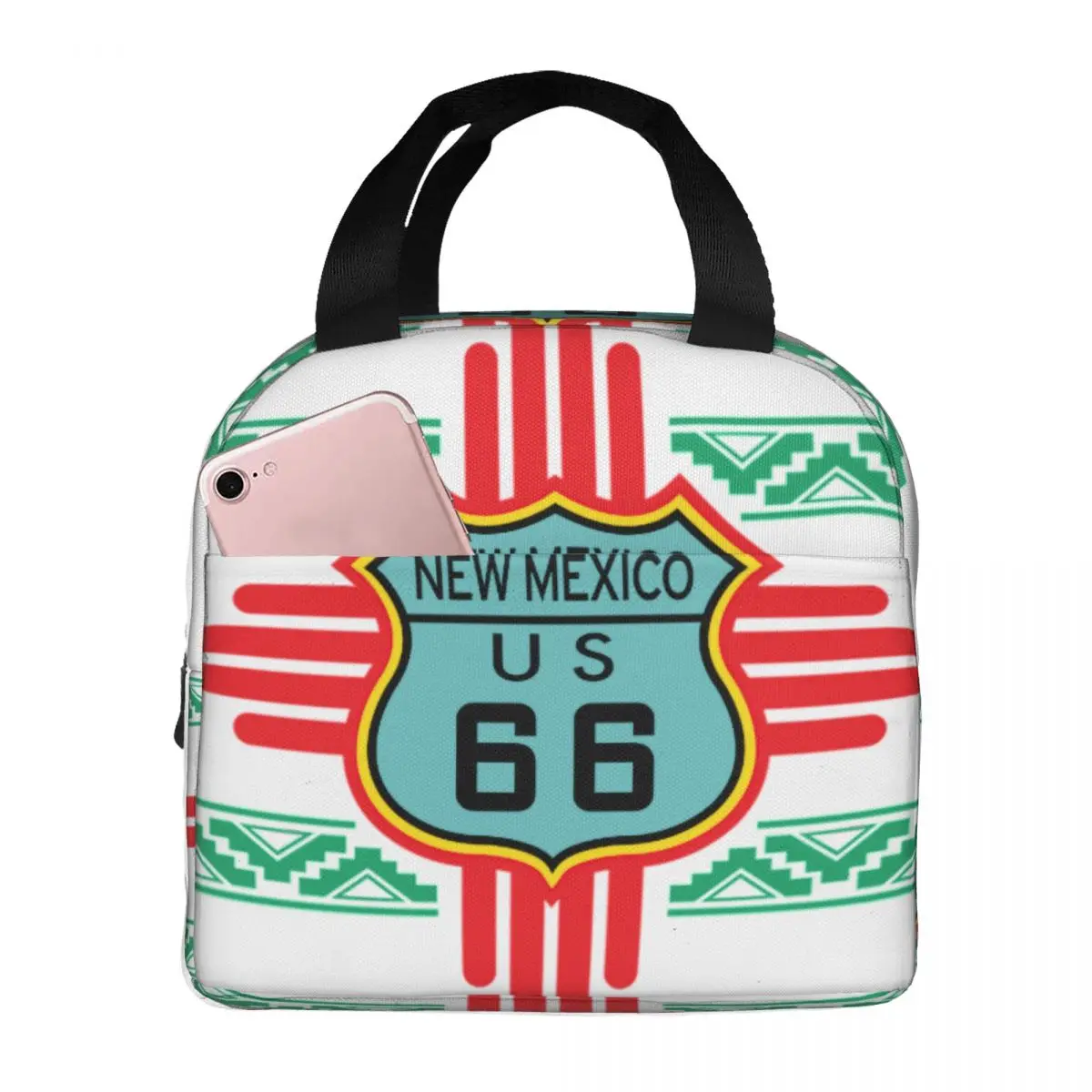 Motorcycle Tour Route 66 Resuable Lunch Boxes for Women Leakproof Thermal Cooler Food Insulated Lunch Bag For Travel Work