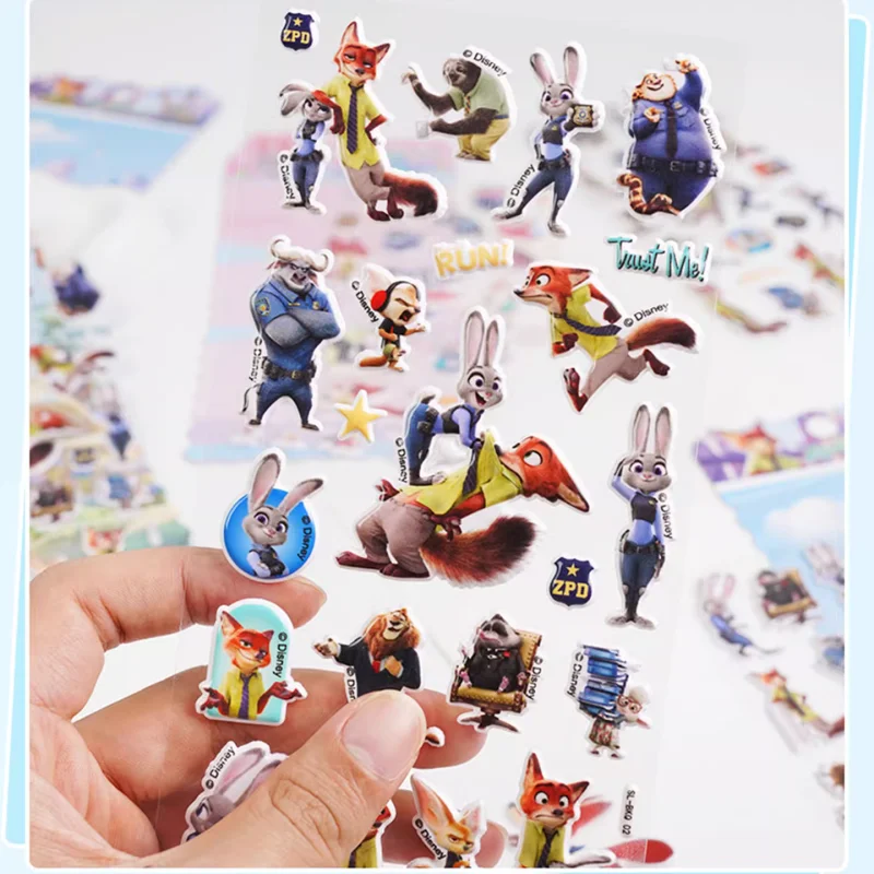 Disney Zootopia Judy Nick Clawhauser 3D Driedimensionale Schuimstickers Plakboek Helm Opbergdoos Decoratie Meisje Paar Cadeau