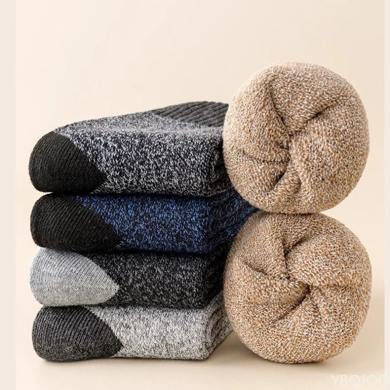5 pairs Fashionable versatile thick velvet socks men's autumn winter mid tube warm socks casual comfortable men's socks
