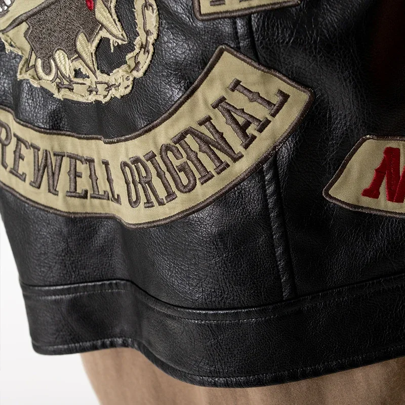 Jogo daysgone cosplay jaqueta days ido diácon st. john falso couro preto colete cosplay trajes pu bordado colete para homem