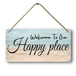 Welcome To Our Happy Place Sign House Door Wall Decor Welcome Signs For Front Door Home Sweet Home Door Wood Welcome Personalize