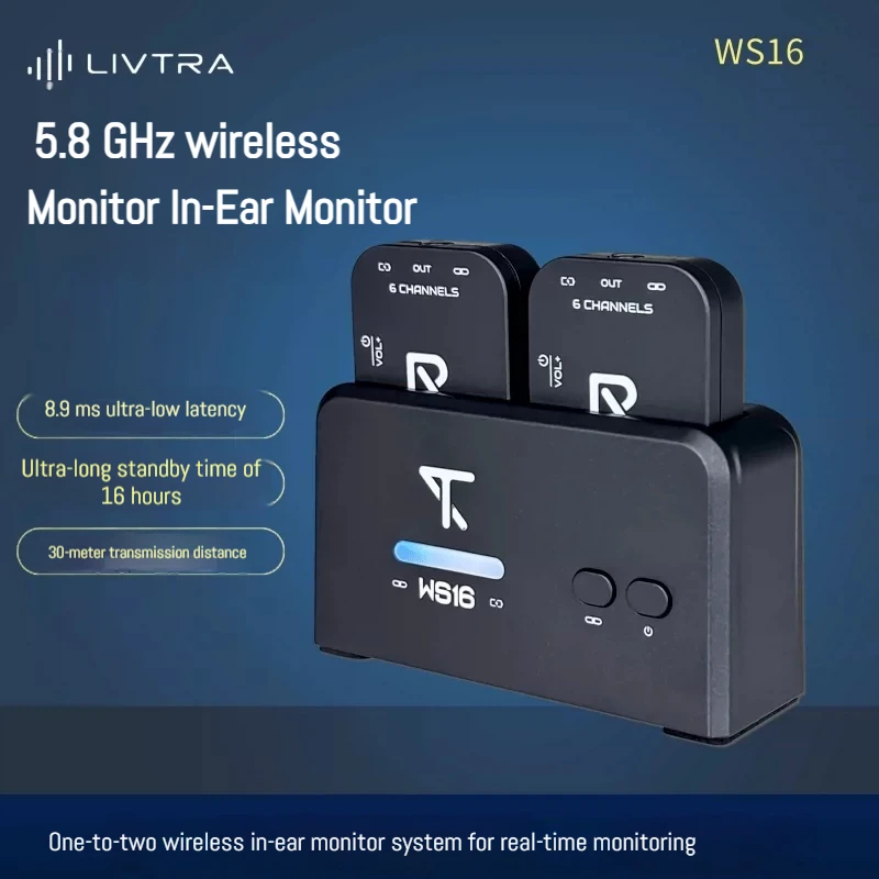 LIVTRA WS16 Wireless In-Ear Monitor System 5.8g 6 Channels 30m