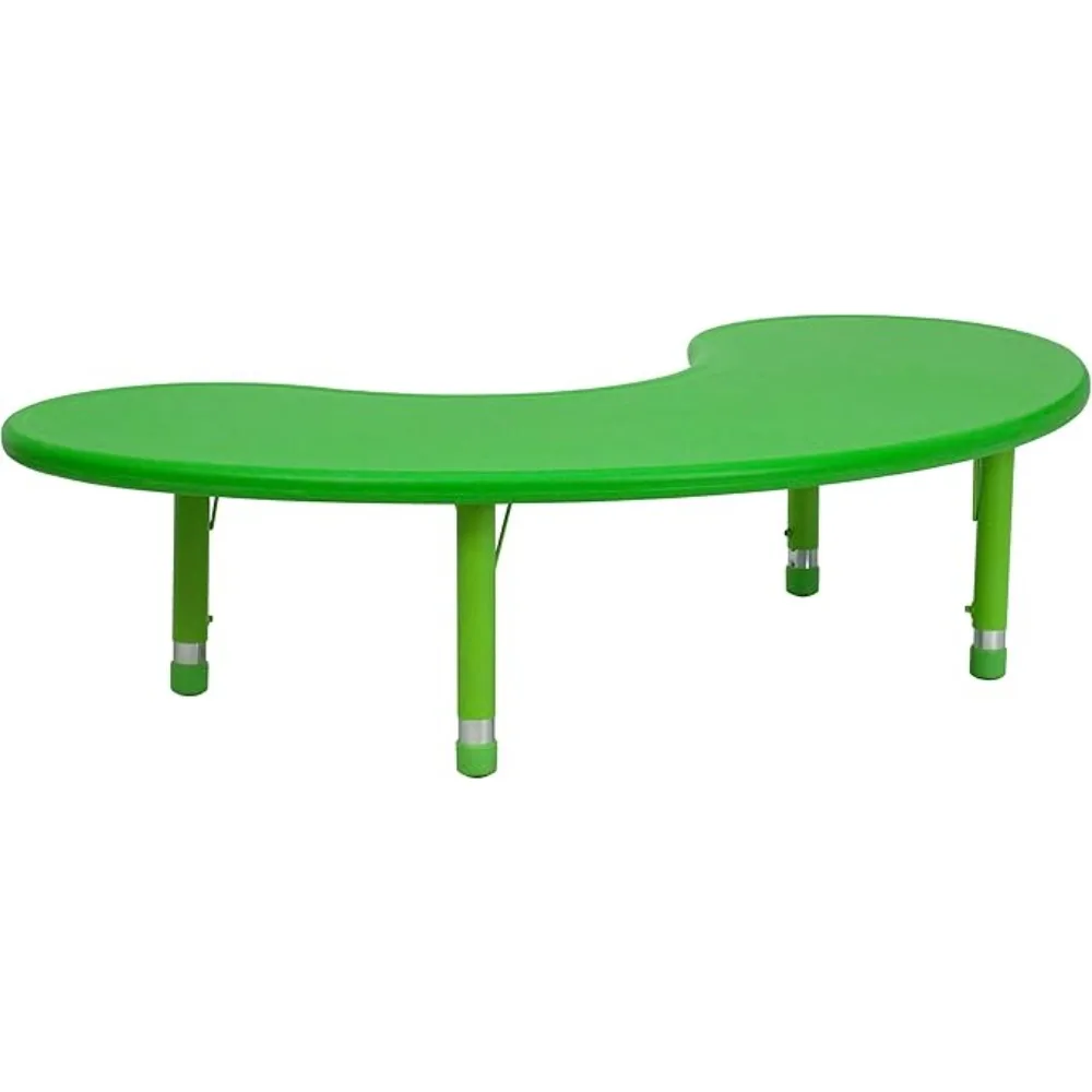 Half-Moon Adjustable Height Preschool Activity Table for School/Home, Plastic Classroom Activity Table for Kids