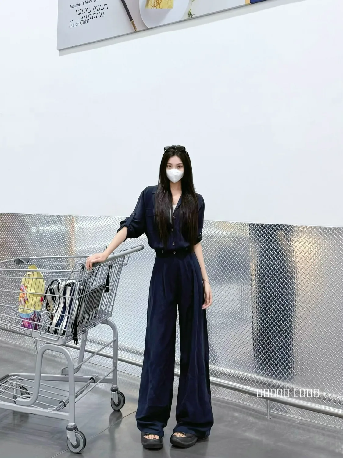 

High Waist Wide Leg Jumpsuit Women's Cotton Linen Feel Home Early Autumn New Sle mat Waist Cinching Belted