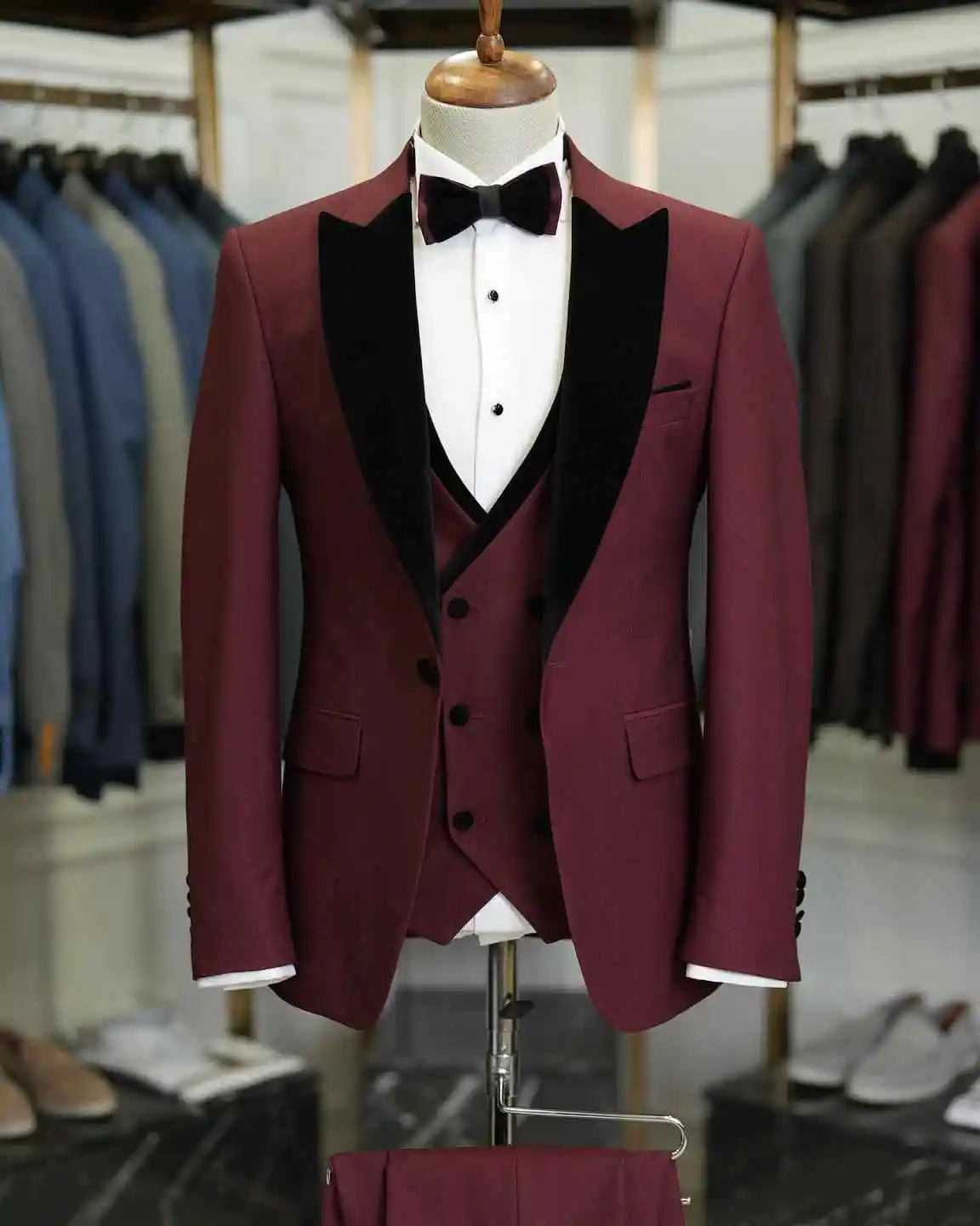 Simple Business Style Men Suit 3 Piece Groom Tuxedos Wedding Male Prom Blazers Slimmen's suits and separates Customized