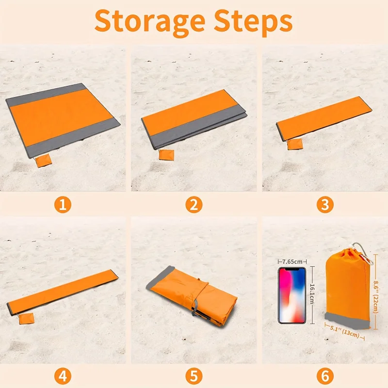 Sandproof Beach Blanket，Foldable Beach Mat，with 4 Corner Pile，Suitable for outdoor camping travel vacation hiking