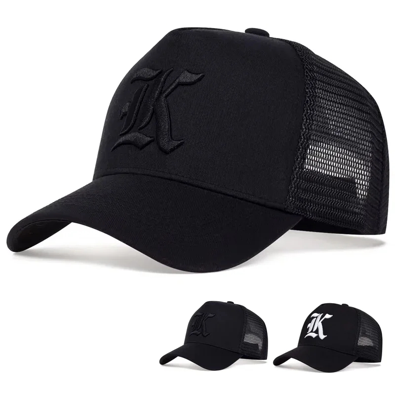 Unisex LK Letter Embroidery Baseball Net Caps Outdoor Adjustable Spring and Summer Casual Sunscreen Hat Sports Cap