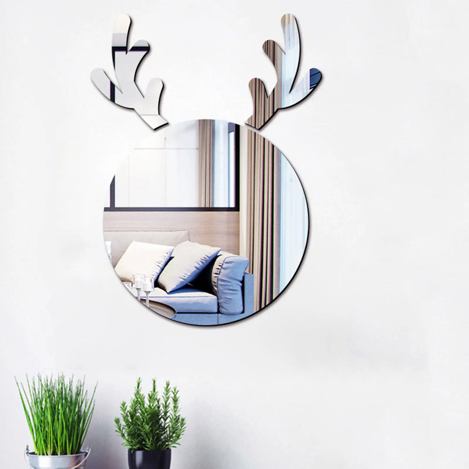 1Pcs Elk Shaped Acrylic Mirror Sticker Multifunctional Decor for Study Room Balcony Acrylic Mirror Sticker Wall Art Decor