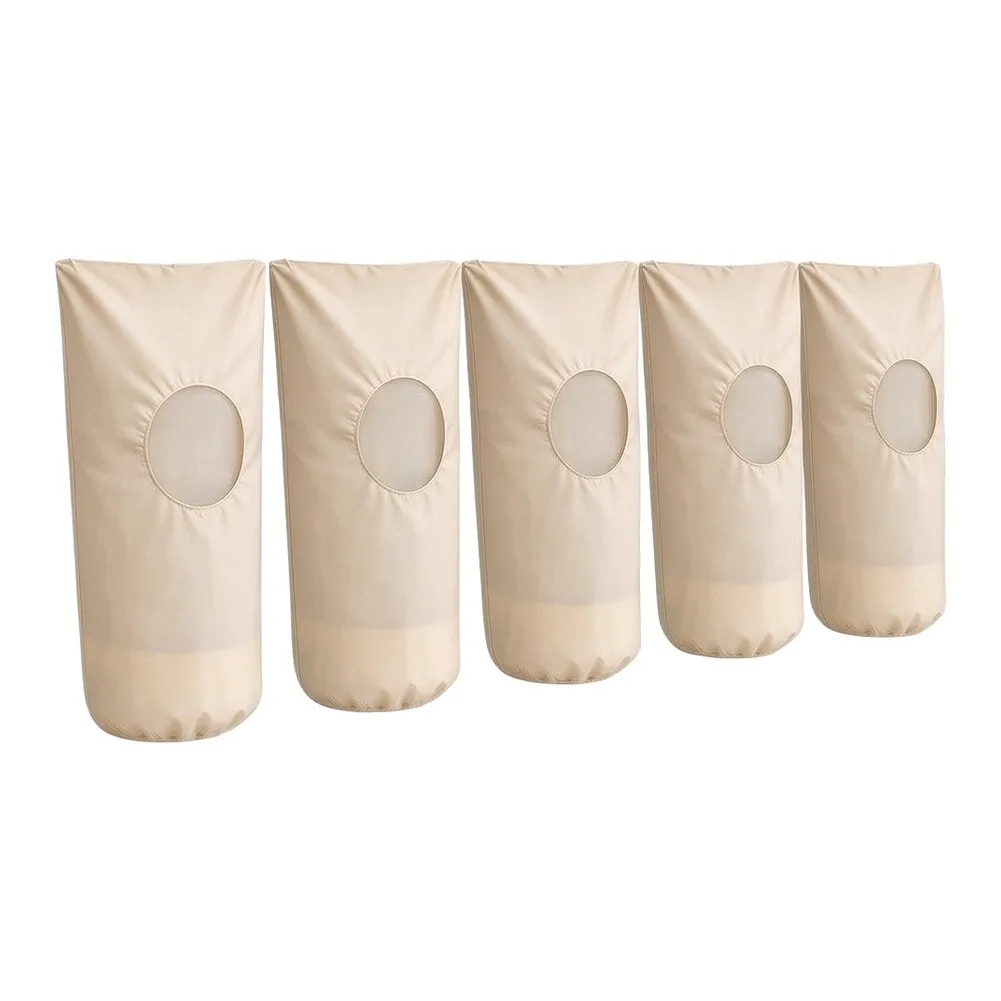 Brown Non-woven Plant Freeze Protection Cover With Visible Window Drawstring For Winter Frost Snow Shield Garden Shrub Care 5pcs
