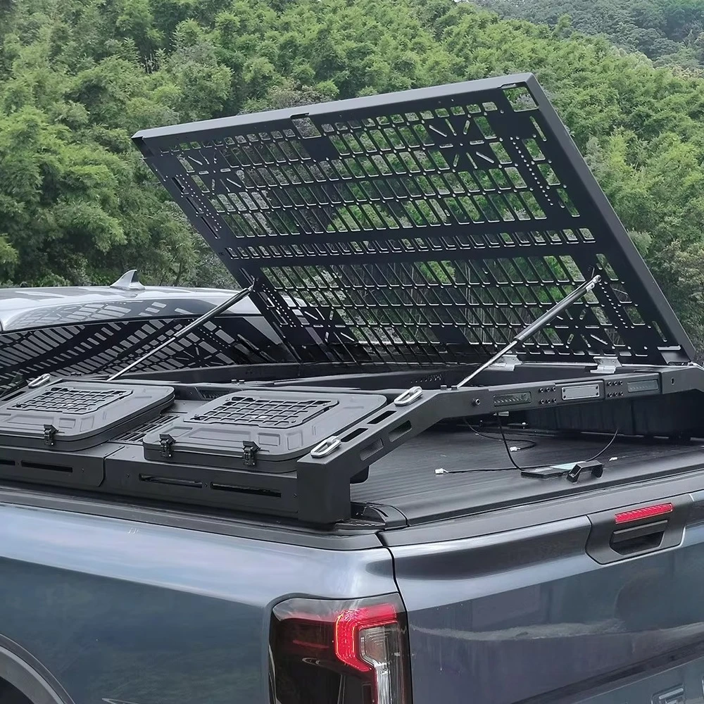 

AQTA Bestuniversal Gantry 4Wd Pickup Truck Bed Overland Roof Rack Anti-Tip Roll Bar Cage Car Guardrail Tail Box Frame Tool Boxes