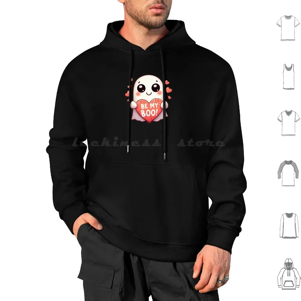 

Cute Kawaii Ghost Heart Be My Boo Valentines Day Hoodie cotton Long Sleeve Valentines Day Valentine Heart Kids Boys
