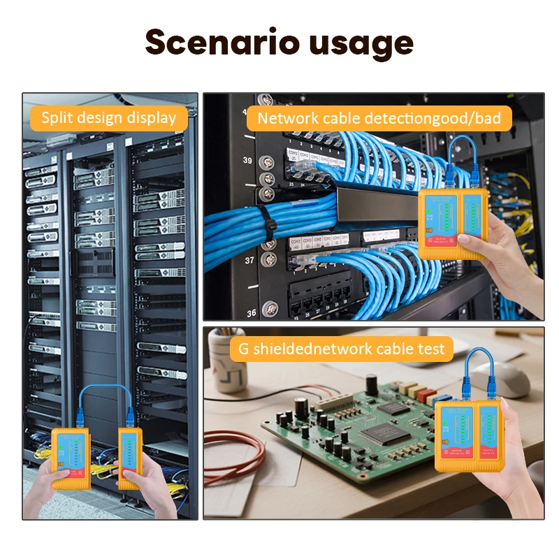 Probador de cables LAN, probador de cables de red POE a prueba de quemaduras, probador de cables LAN RJ45 RJ11 CAT5 UTP, herramienta de red, reparación de redes