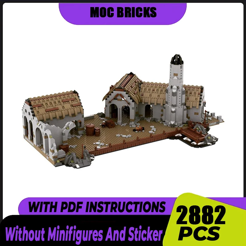 Magical Rings Moc Building Block Movie Scene UCS Medieval Port Model Castle Bricks DIY Assembly Street View Toy  Gift