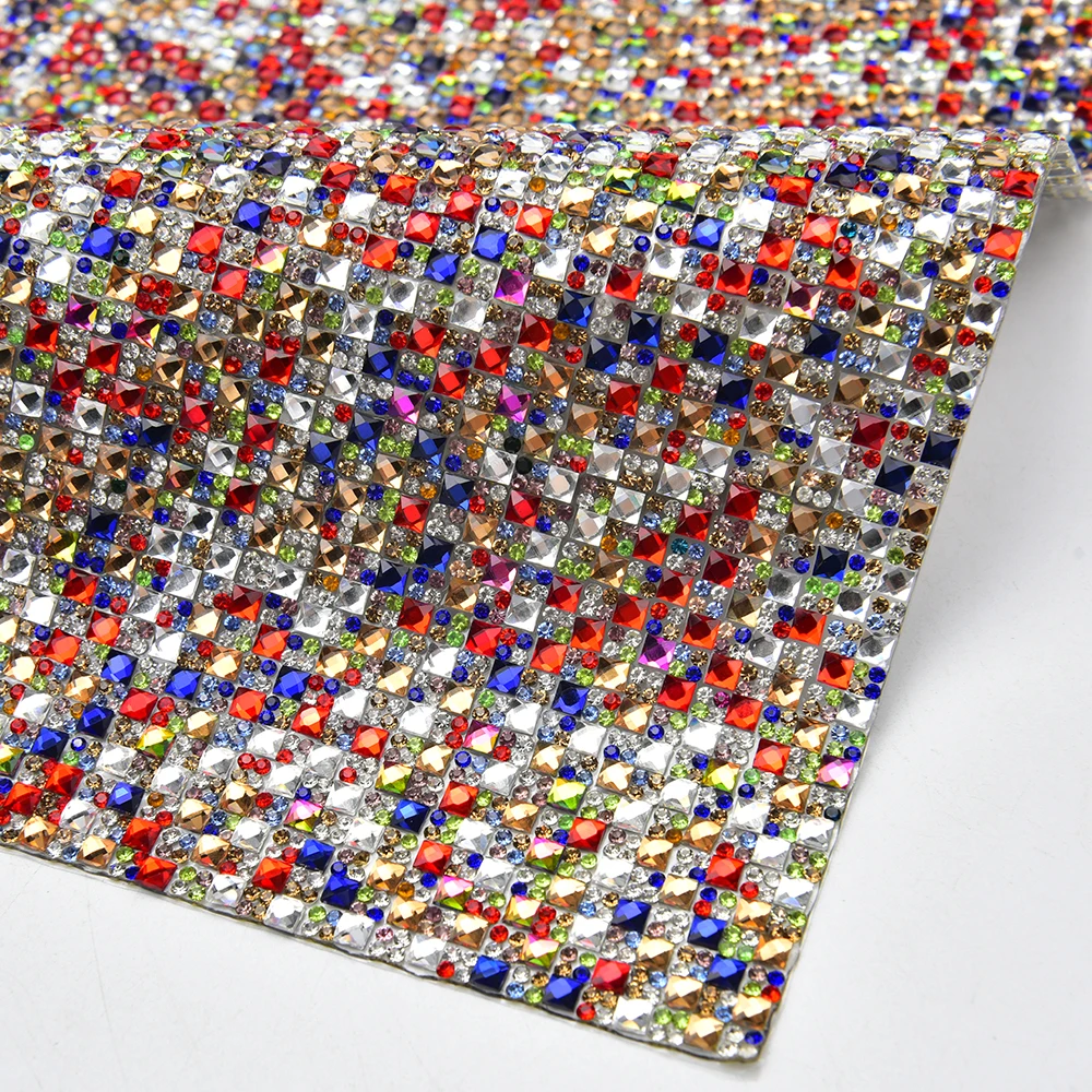 24*40cm/rotolo colore della miscela strass rifilatura Hot Fix autoadesivo Banding accessori decorazione di cerimonia nuziale maglia di cristallo