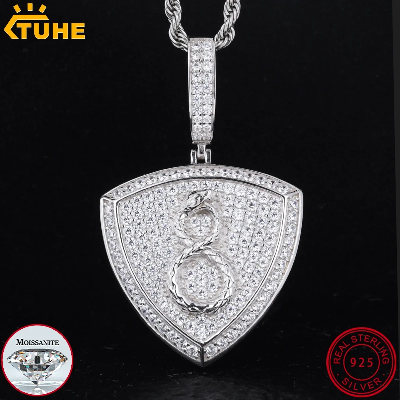 TUHE Unisex High Quality Shield Pendant VVS1 Moissanite Iced Out Serpent Pendant For Men Hip Hop Jewelry Gift