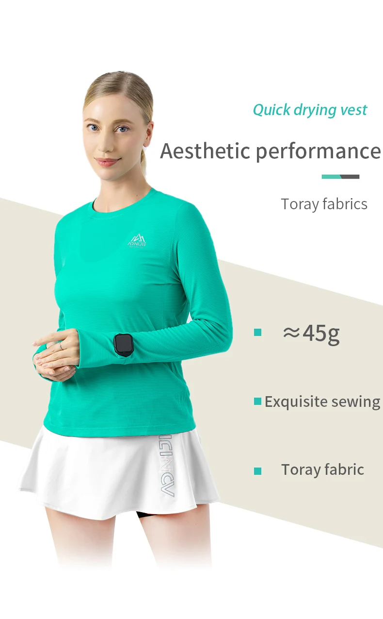 AONIJIE FW5133 Woman Female Sports Quick Drying Shirts Long Sleeves T-shirt Spring Autumn For Running Marathon Training