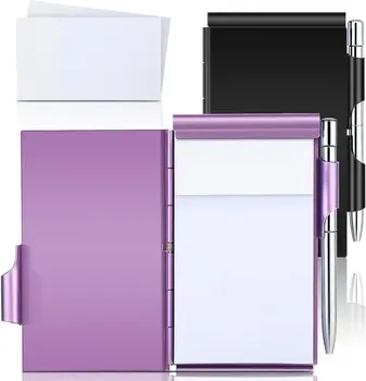 Draagbare Memo Pad Met Pennenhouder Papieren Stickers Om Te Doen Lijst Notitieblok Mini Metalen Notebook Zak Kantoor Schoolbenodigdheden