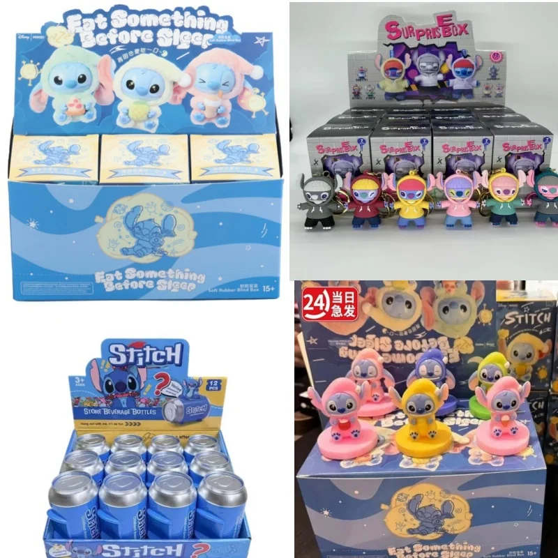 Caja ciega de punto de Disney, caja ciega de la serie Genz Street, Stitch Eat Some Thing Before Sleep, caja misteriosa de vinilo, regalo de muñeco esponjoso