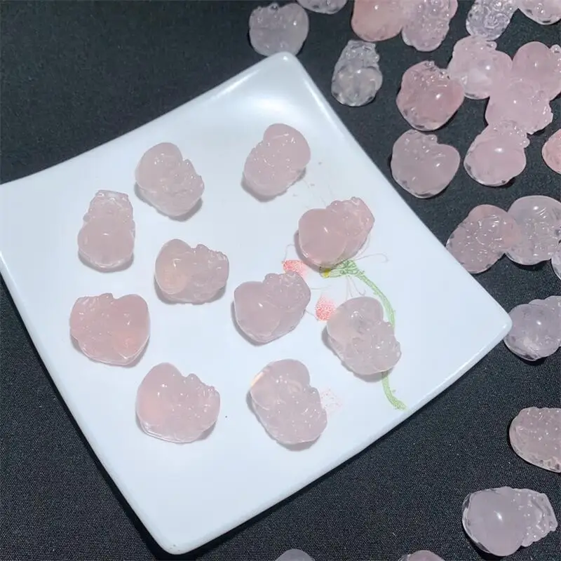 Natural Rose Quartz Pixiu Pendant Crystal Exquisite Girl Jewelry Healing Fengshui Stone Gift 1PCS 14x18x14m