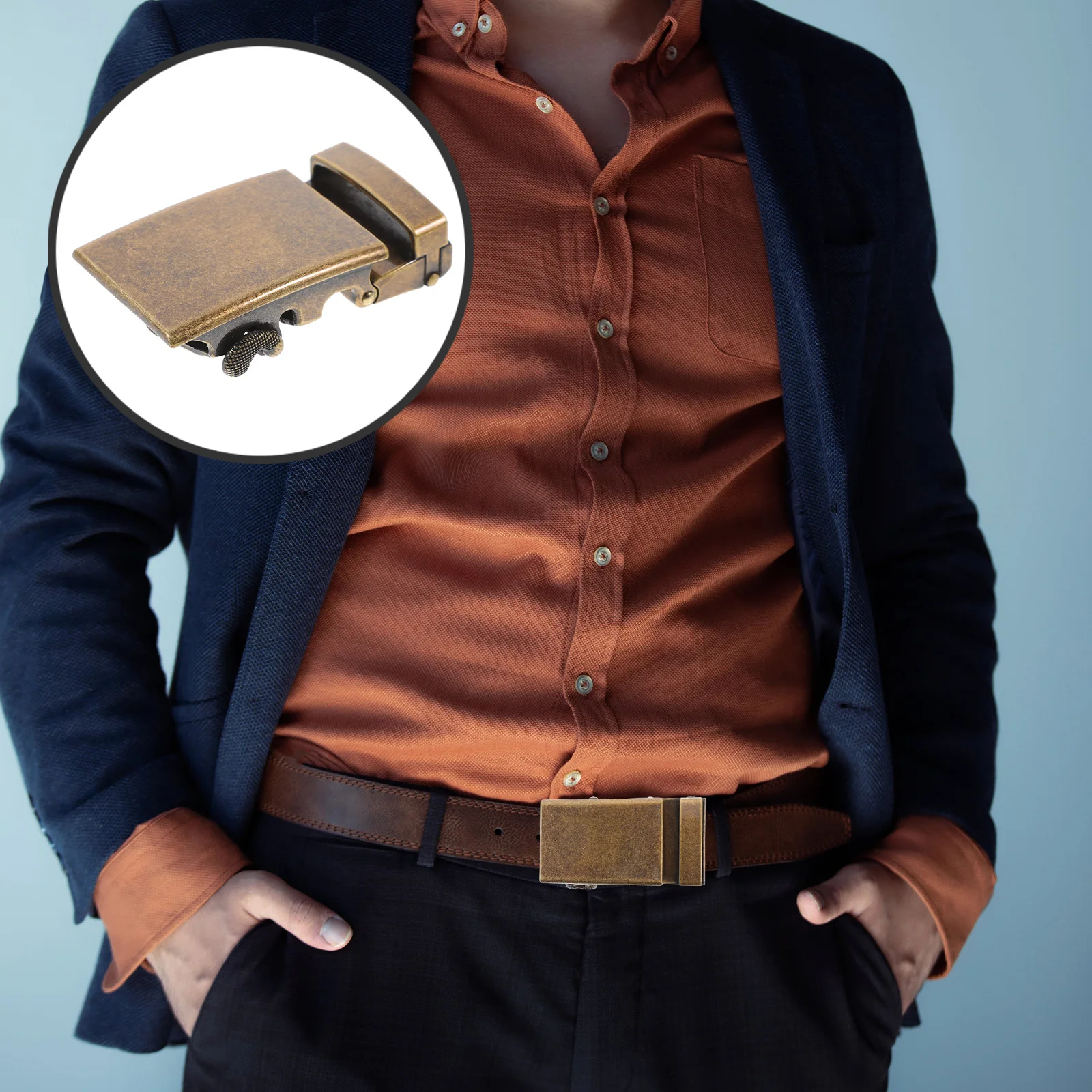 مشبك حزام أوتوماتيكي ممتاز للرجال مصنوع من خليط معدني صلب ومقاوم للخدش وحزام بتصميم كلاسيكي أسود متوافق