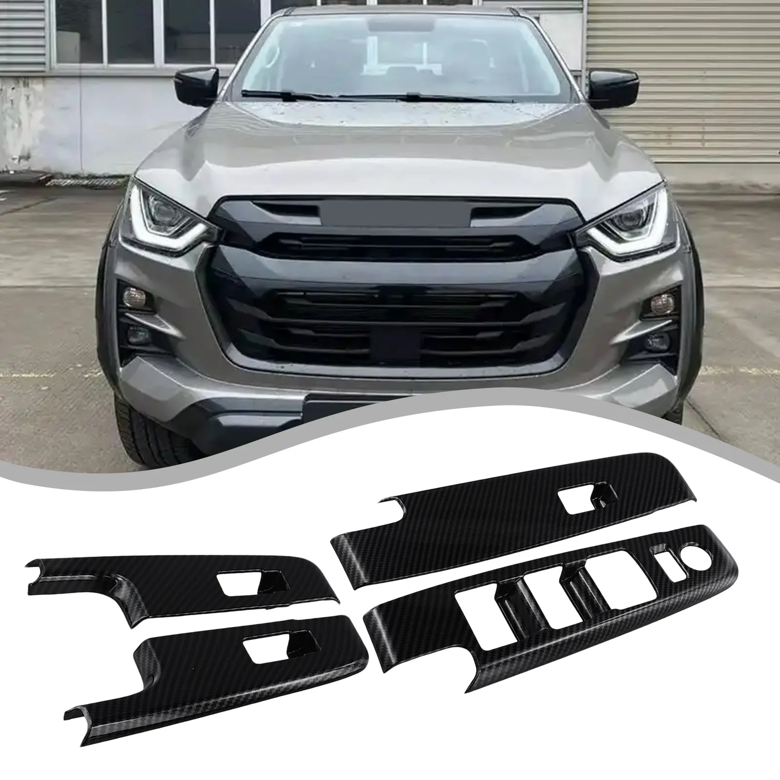 

ABS Material Window Lift Switch Panel Trim for Isuzu DMax Dmax 2023 2024 Carbon Fiber Look Enhanced Durability and Easy Fit