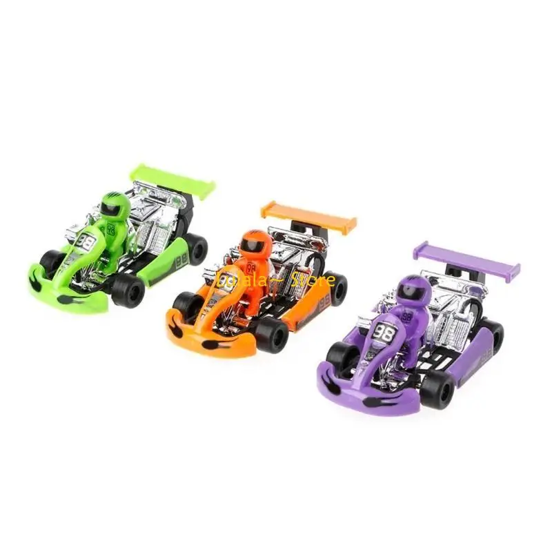 Y4QA Modello auto in lega Go-Kart gioco corse veicolo sportivo motore in plastica tirare indietro giocattolo
