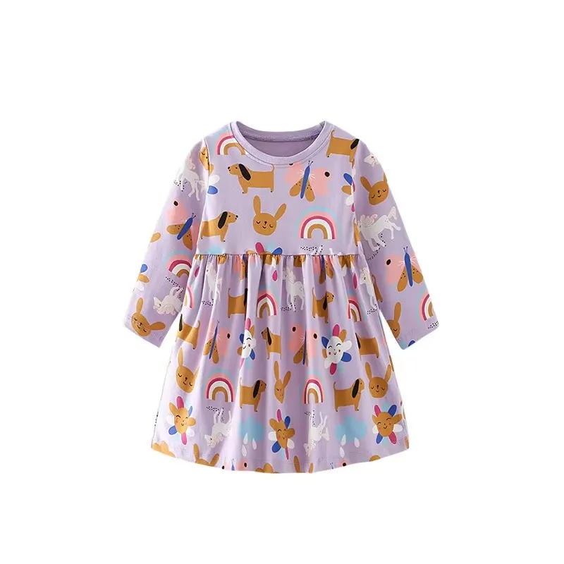 Jumping Meters 2-7T Tiere Applikation Prinzessin Mädchen Kleider Herbst Frühling Party Geburtstag Baby Kleidung Oansatz Kleinkind kostüm – Detail 9