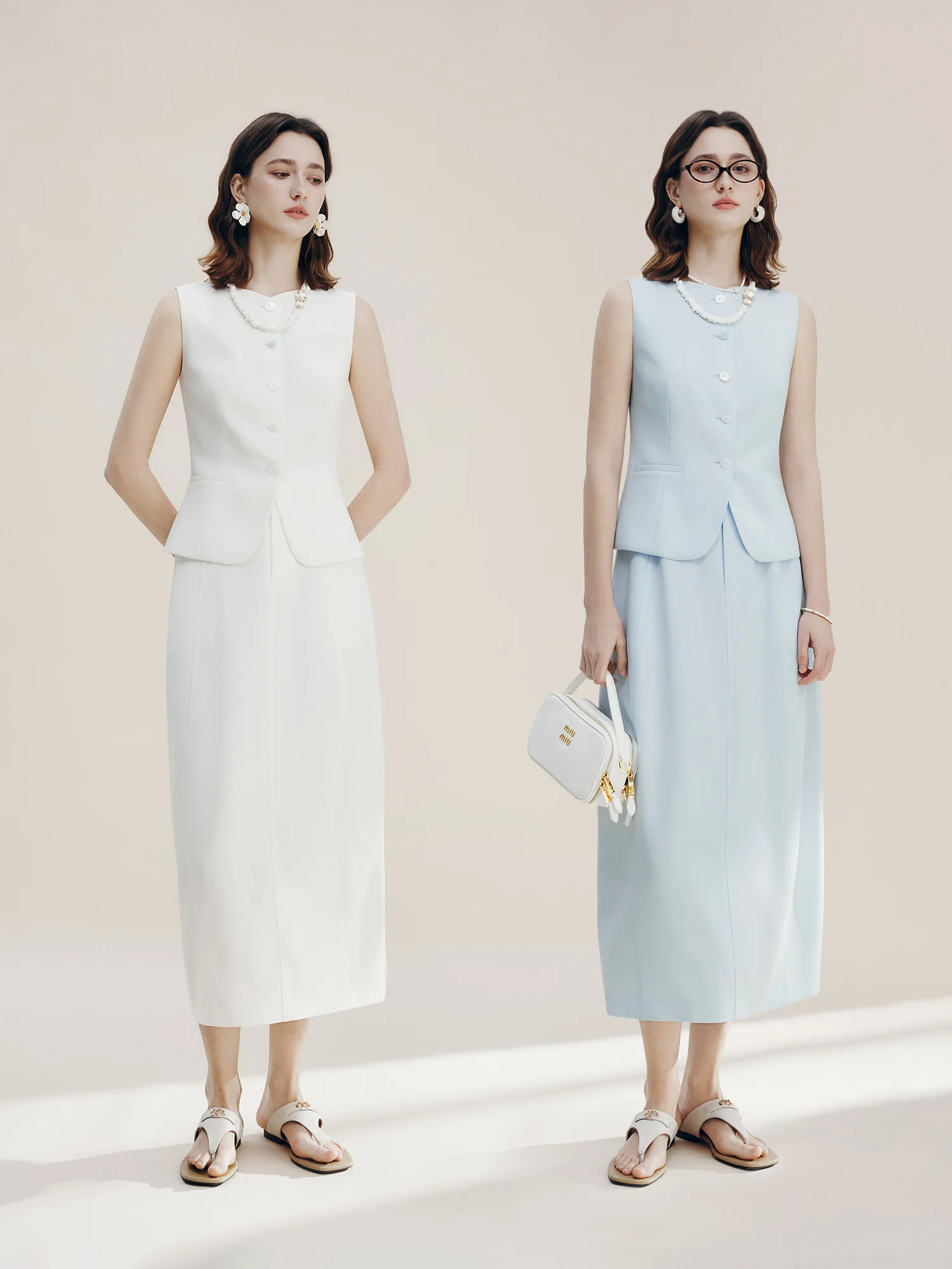 Manxuan High Waist Straight Cut Skirt for Women Commute Friendly Elegant Style Polyester And Acetate Blend Summer New Arrival