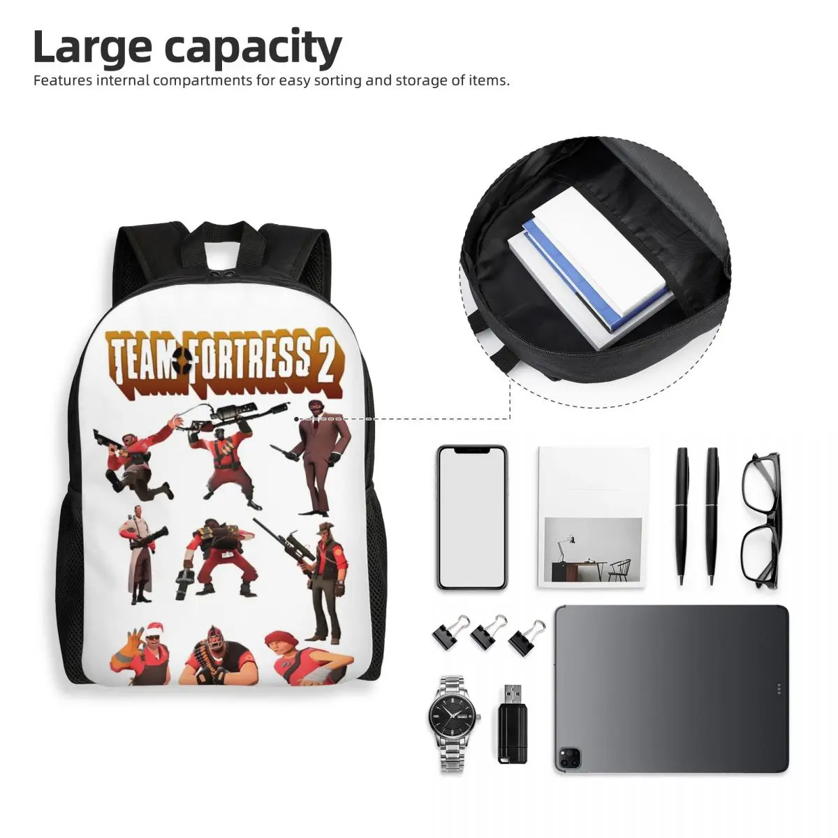 Team Fortress 2 TF2 Backpack Student Boys Girls BookBag School Bag Computer Shoulder Bags