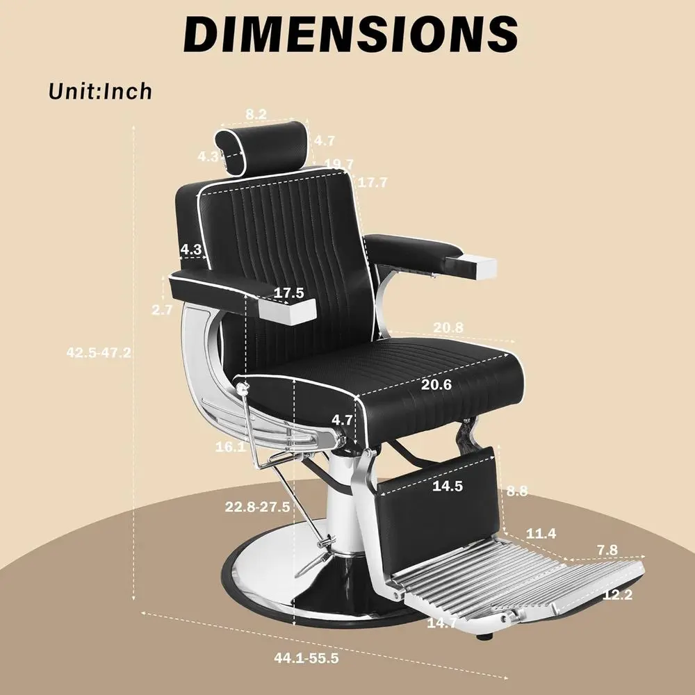 Poltrona da barbiere idraulica reclinabile per saloni - Sedile per stilista ergonomico per parrucchieri e trattamenti di bellezza