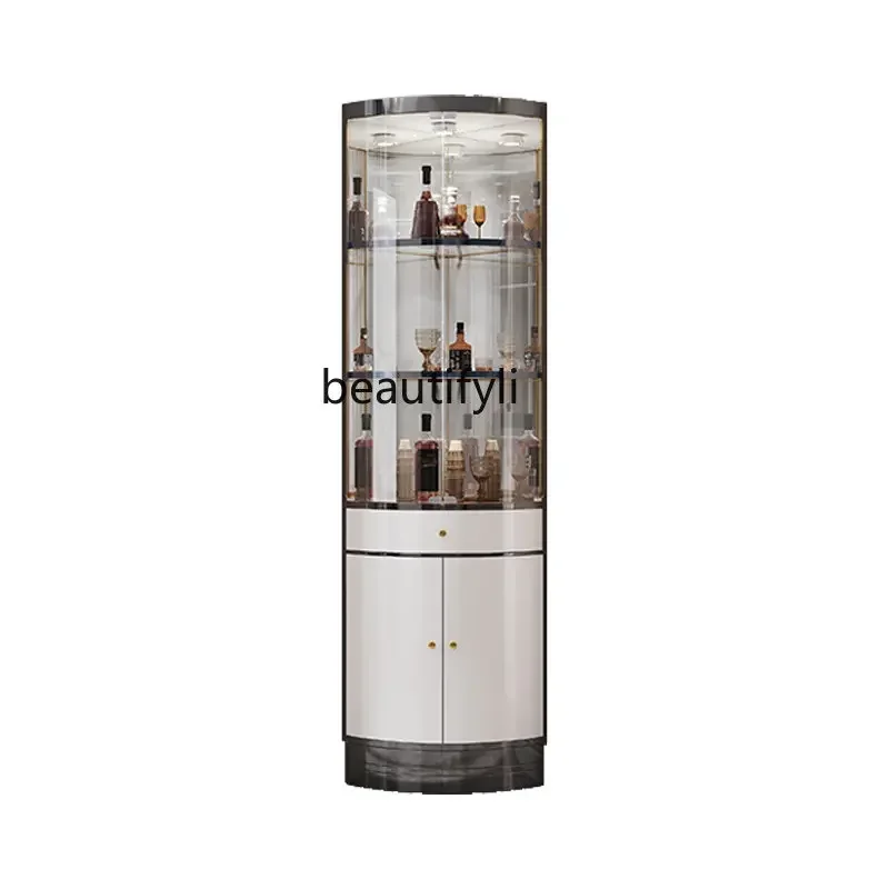 

13Italian-Style Light Luxury Triangle Wine Cabinet Small Apartment Home Corner Cabinet with Drawer