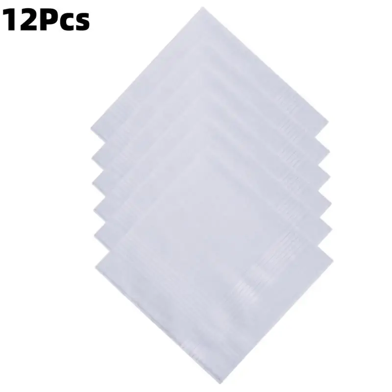 Men's Pure White Handkerchiefs, Cotton Set