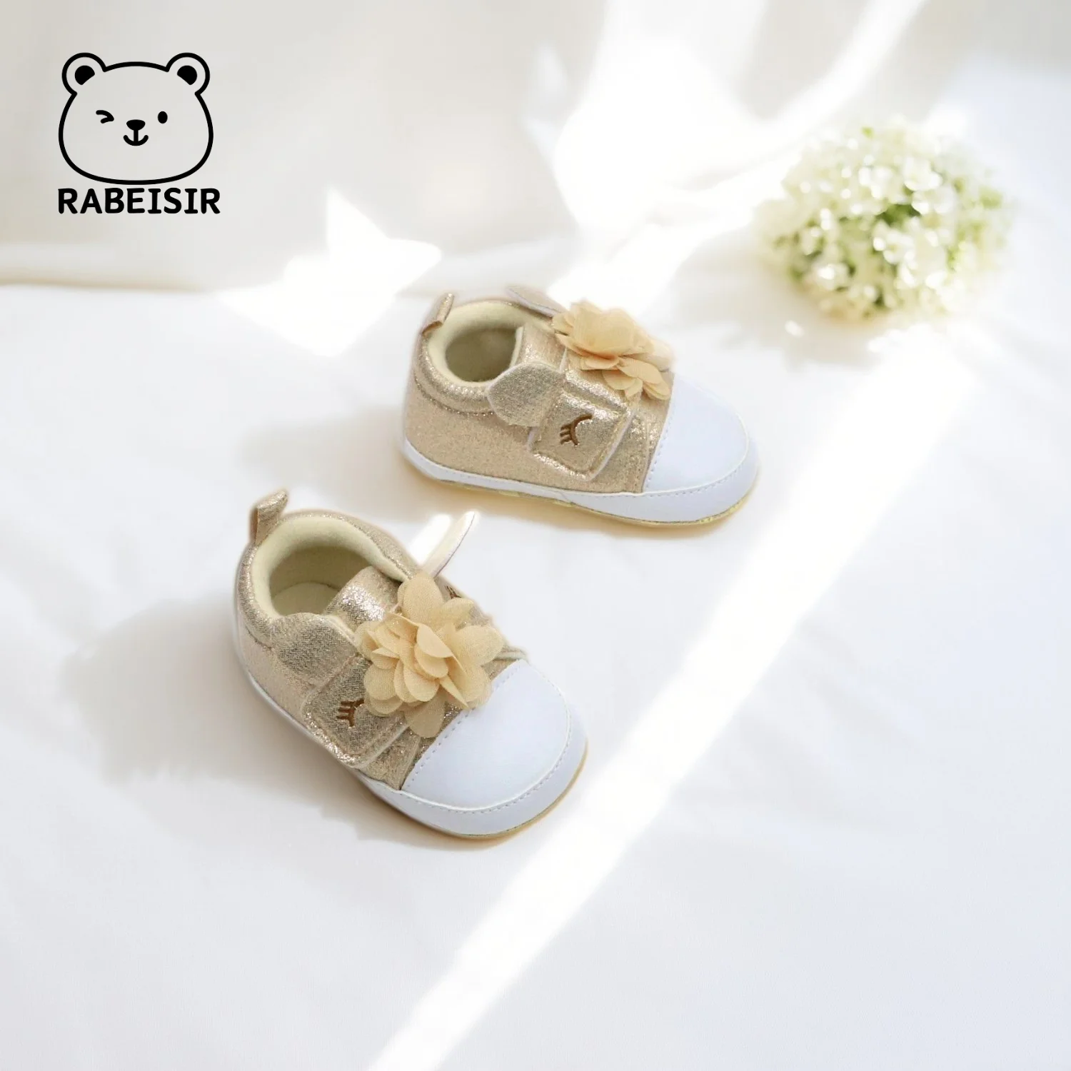 أحذية RABEISIR للأطفال، أحذية الأميرة، أحذية المشي للأطفال من عمر 6 إلى 12 إلى 18 شهرًا، نعل ناعم قابل للتنفس