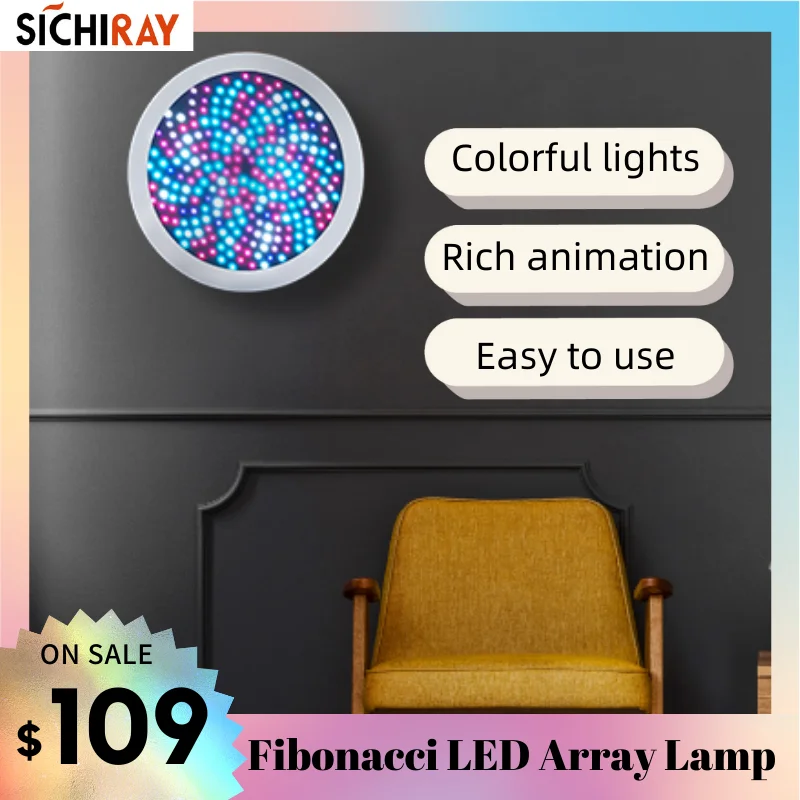 Fibonacci LED Creative Lamp 30cm Circular Wall Light Home Decoration Funny Gifts For Family Friend