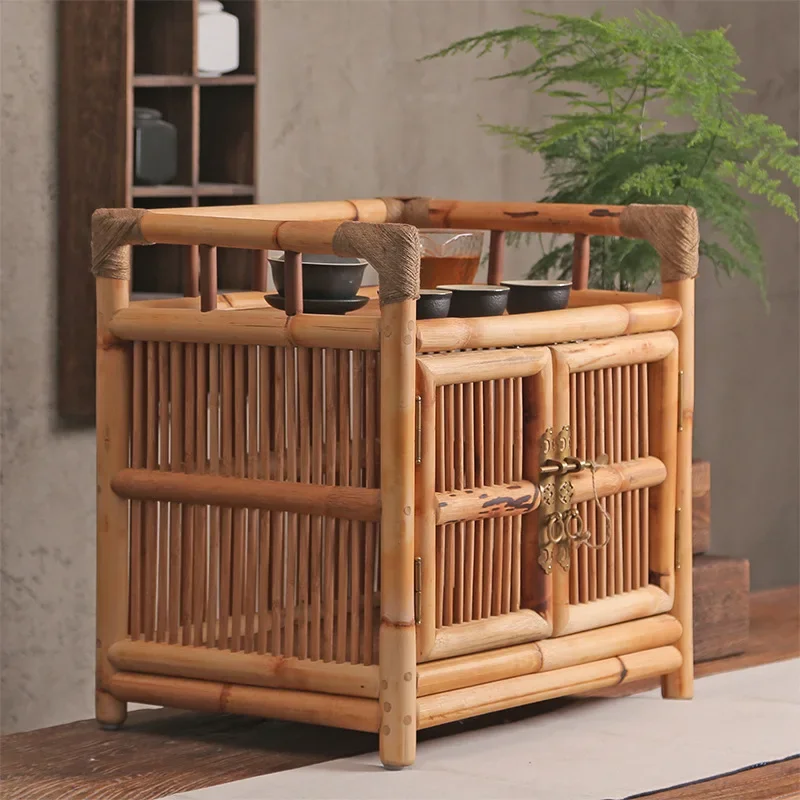 Edge Cabinet Bamboo Rattan Tea Cabinet Kung Fu Tea Ceremony Cabinet Cupboard