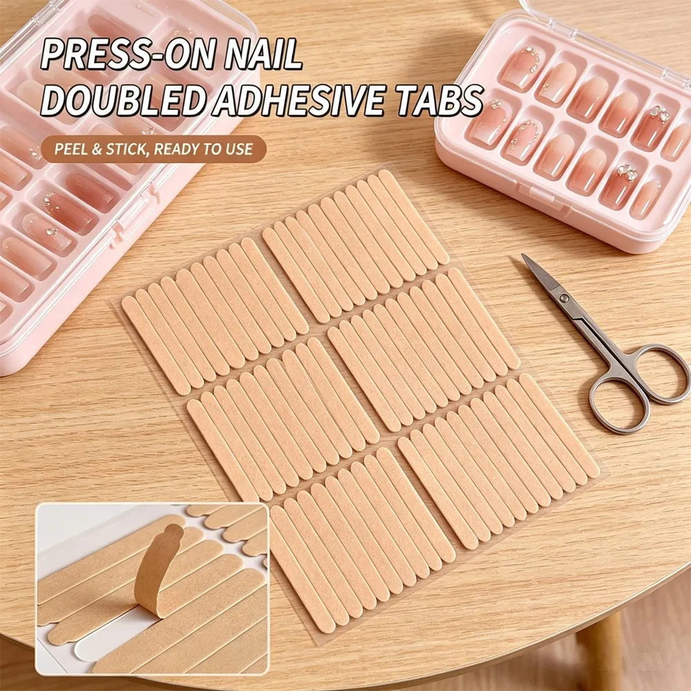 60/66Pcs Double Sided Nail Display Tape Sticker Clear Mounting Tape Strips for Press on Nails Nail Art Display Boards Salon Use
