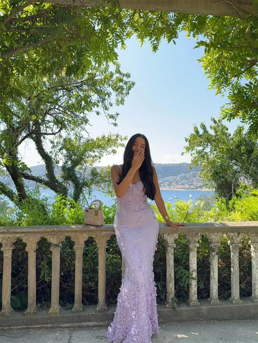 アミラ 3Dフラワー イブニングドレス D/パーティー フィッシュテール ボールガウン カスタムメイド ウェディングドレス オフショルダー プロムドレス 高級 2025