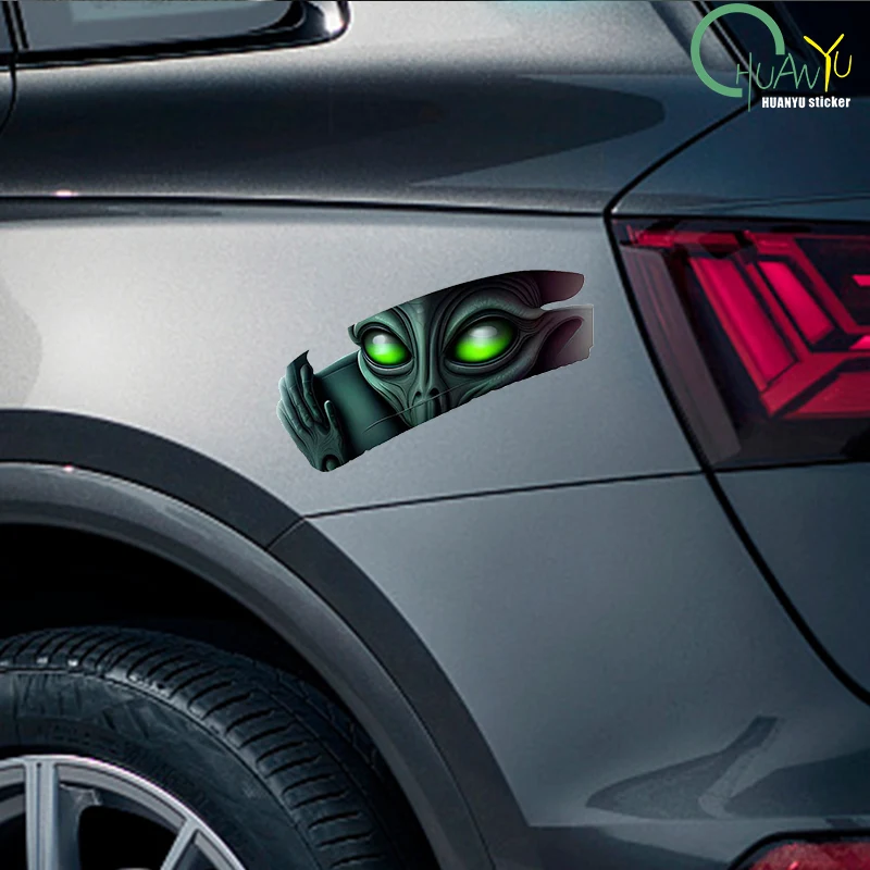 3D Effect Alien Car Stickers Auto Window Bumper Waterproof Rear Windshield Vinyl Decal Halloween Funny Decor Vehicle Accessories
