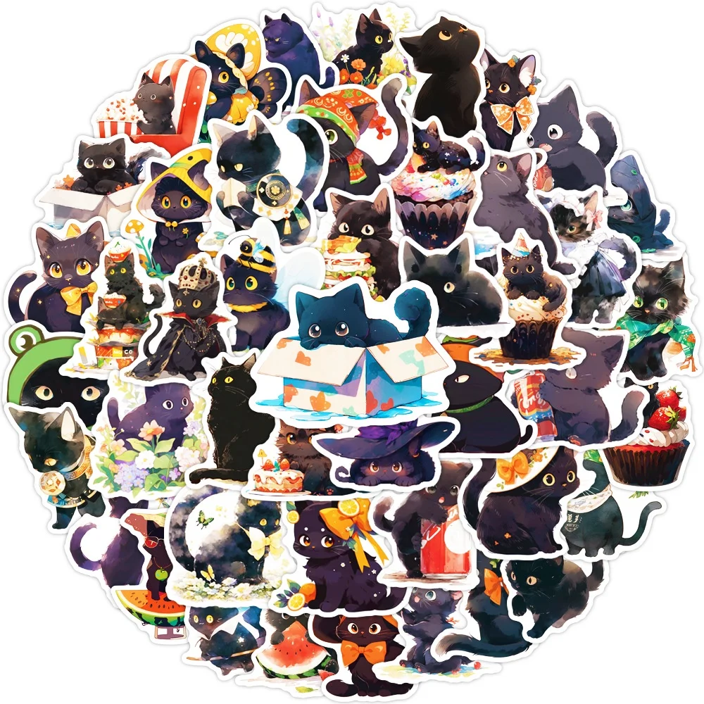 50PCS Original Nette Kleine Schwarze Katzen Wasserdichte Graffiti Aufkleber Für Hand Konto Bleistift Fall Aufkleber BulingBulingStickers Shop