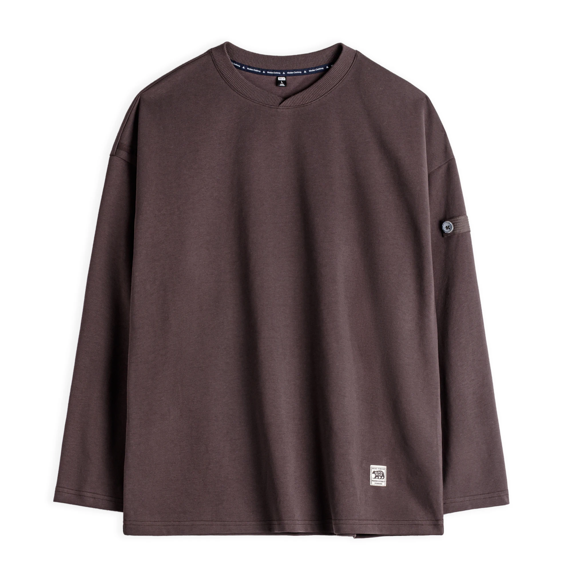 Maden Men‘s Vintage V-Neck T-Shirt Long Sleeve Solid Color Tee Casual Basic Knit Pullover for Spring and Autumn Layering Top