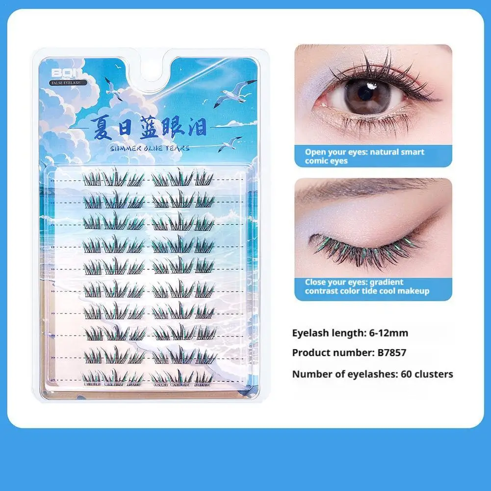 

Colored Lash Blue Fluffy Strip Lashes Natural Fake Lash Cosplay Makeup Wholesale Color Extension Eyelashes Colorful