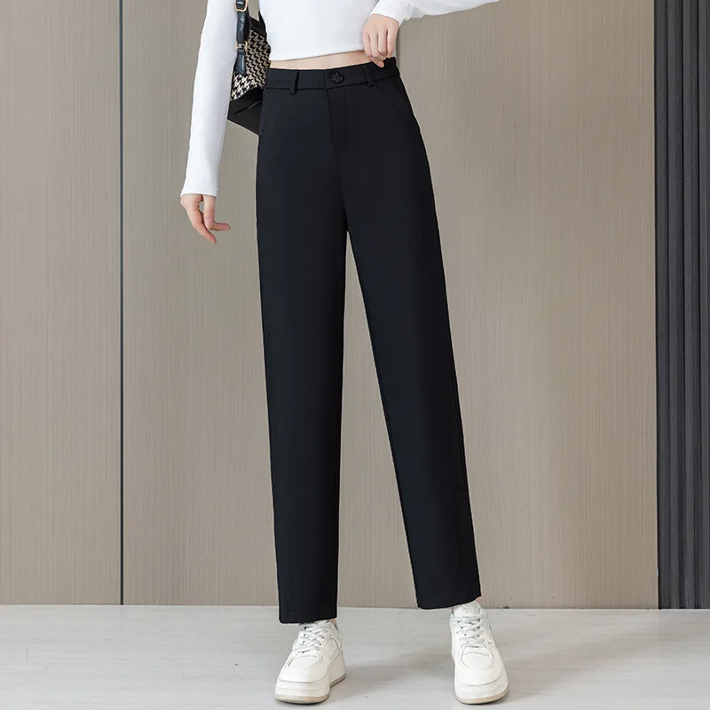 سروال حريم منجل للنساء، بدلة تنحيف فضفاضة للربيع والخريف، سروال كاجوال مكون من تسع نقاط مستقيمة الساق #6