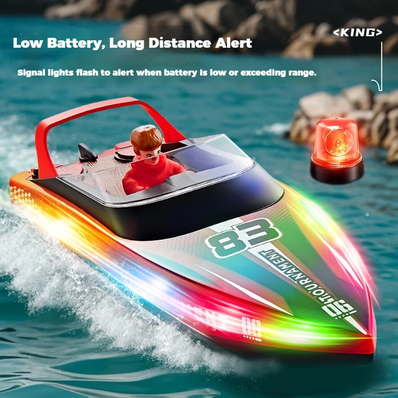 HJ821 قارب RC مزدوج الدفع - محرك عالي الطاقة 2.4G جهاز تحكم عن بعد للأطفال والكبار نموذج قارب سباق البحيرة/الحمام