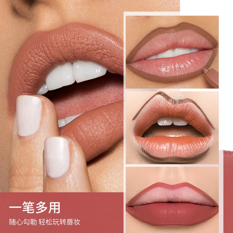 ชุดดินสอเขียนขอบปาก 12 ชิ้น แฟชั่น กันน้ำ เนื้อเนียนนุ่ม ติดทนนาน ไม่เงา แต่งหน้าได้ทุกวัน เนื้อแมท