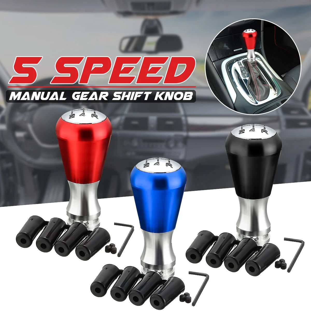 5 Speed Manual Aluminum Alloy Gear Shift Stick Knob For Peugeot 405 307 206 3 Colors